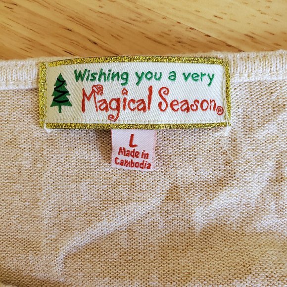 Wishing You Very Magical Season Cream Christmas Tree Sweater - L -NWT - Picture 3 of 6